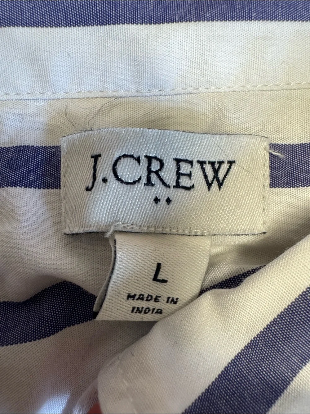 EUC J. Crew Blue and White Vertical Stripe Button-Up Shirt